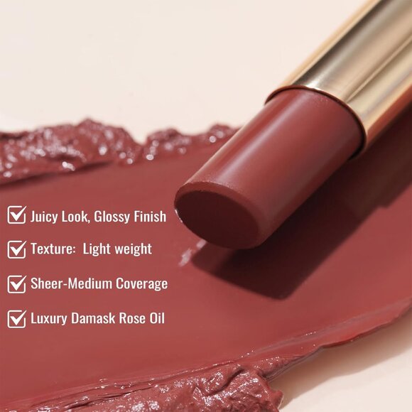 🆕 Moisture Shine Lipstick Medium Coverage Color Glossy Finish Vegan Grande Dame - Picture 4 of 10